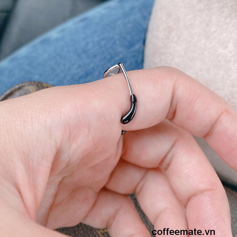 【coffeemate】⚡ Nhẫn Đeo Tay Mặt Hình Mắt Kính Dễ Thương Thời Trang Nhật Hàn