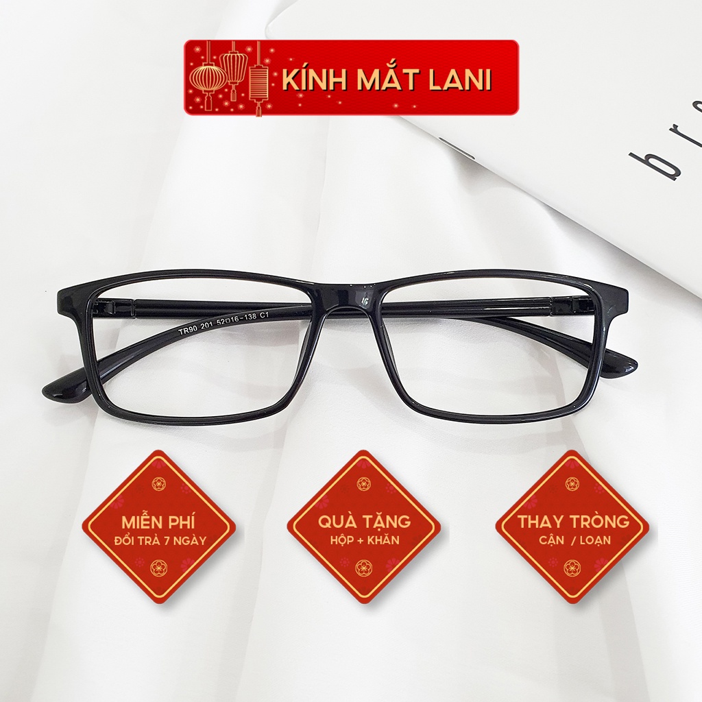 Gọng kính cận nhựa dẻo chữ nhật phụ kiện thời trang LANI 201 - Lắp mắt cận có độ theo yêu cầu
