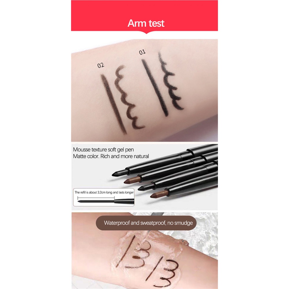 Bút Kẻ Mắt Chống Nước Xoay Tự Động MKNK Bút Chì Gel Màu Đen Nâu Cà Phê Siêu Mỏng Mềm Dễ Mặc Bút Kẻ Mắt Lâu Trôi Trang Điểm