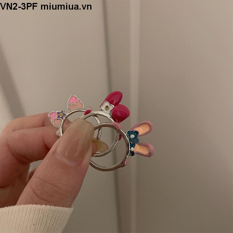 Nhẫn Hở Hình Tai Thỏ Hoạt Hình Đáng Yêu Trang sức Thời trang Cá Tính Hàn Quốc