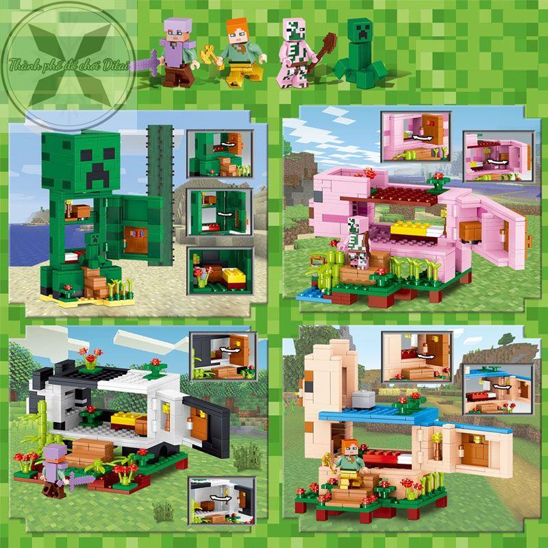 My World Creeper Hut Panda Pink Pig Organ House Phòng ngủ có thể mở đồ chơi k