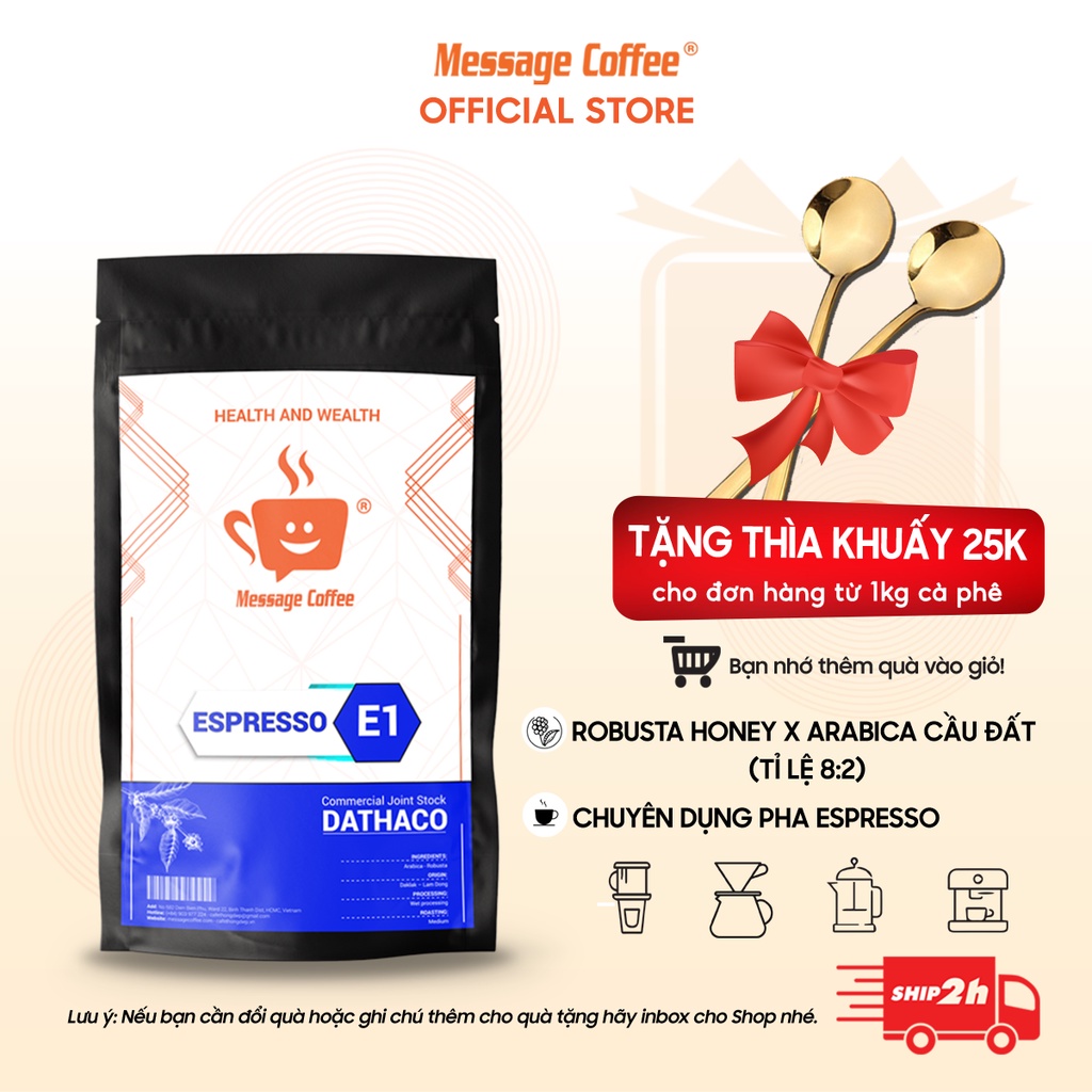 Cà phê hạt pha espresso E1 cafe chuyên biệt cho pha máy ca phe bán lẻ giá sỉ từ công ty - Message coffee