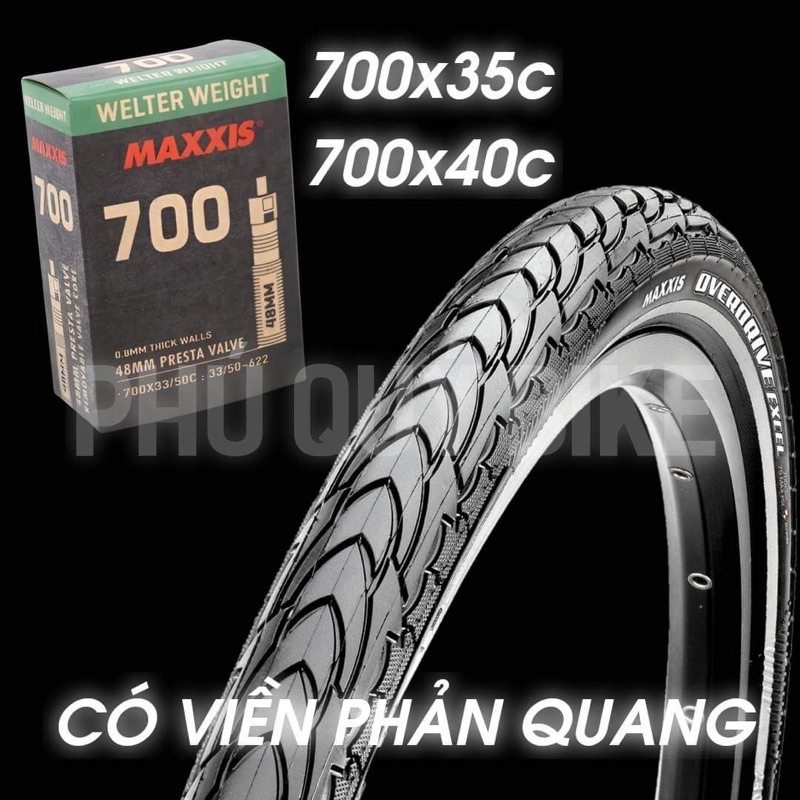Vỏ Trekking 700x35c 700x40c Maxxis OVERDRIVE EXCEL Viền Phản Quang & Ruột Đi Kèm