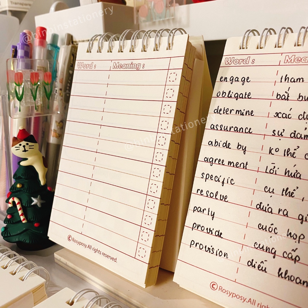 Sổ tay ghi chú từ vựng Rosy Pony Word Book phong các Retro, có thể đứng được STGC