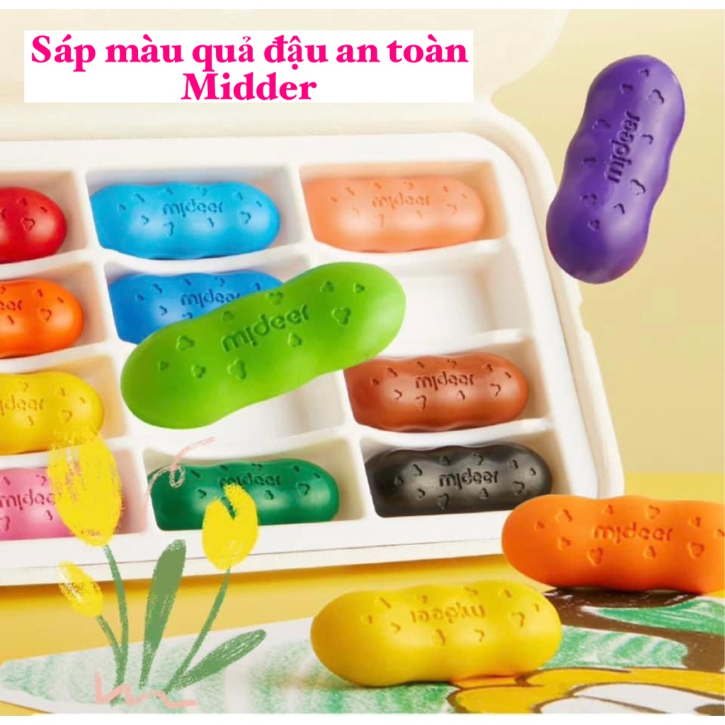 Bút Sáp Màu Lụa Hữu Cơ Quả Đậu Mideer Pease Crayons Cho Bé Từ 18m+