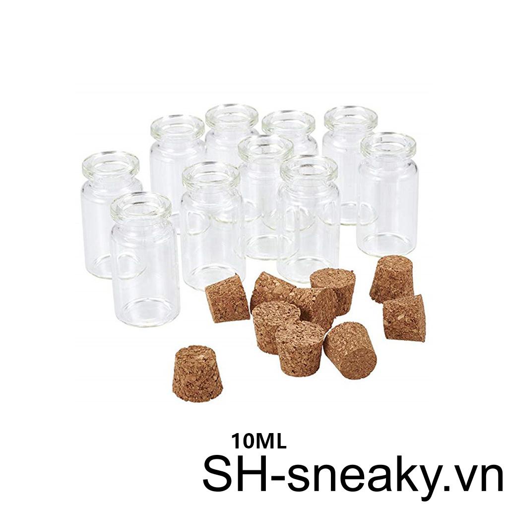 Set 10 Lọ Điều Ước Đựng Bánh Kẹo Miệng Tròn Bằng Gỗ Trong Suốt Chống Trượt