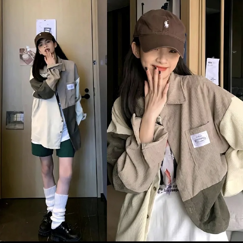 Áo Sơ Mi Dài Tay Phối Màu PUWAS Dáng Unisex Form Rộng Heybigall