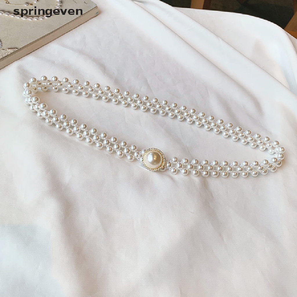 Thắt Lưng Đính Hạt Ngọc Trai Cỡ Lớn Co Giãn Thời Trang Cho Nữ
