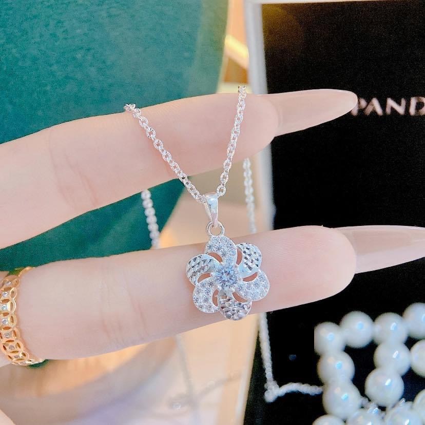 Dây chuyền hoa phay Ý cao cấp Mix mặt nạm đá thời trang