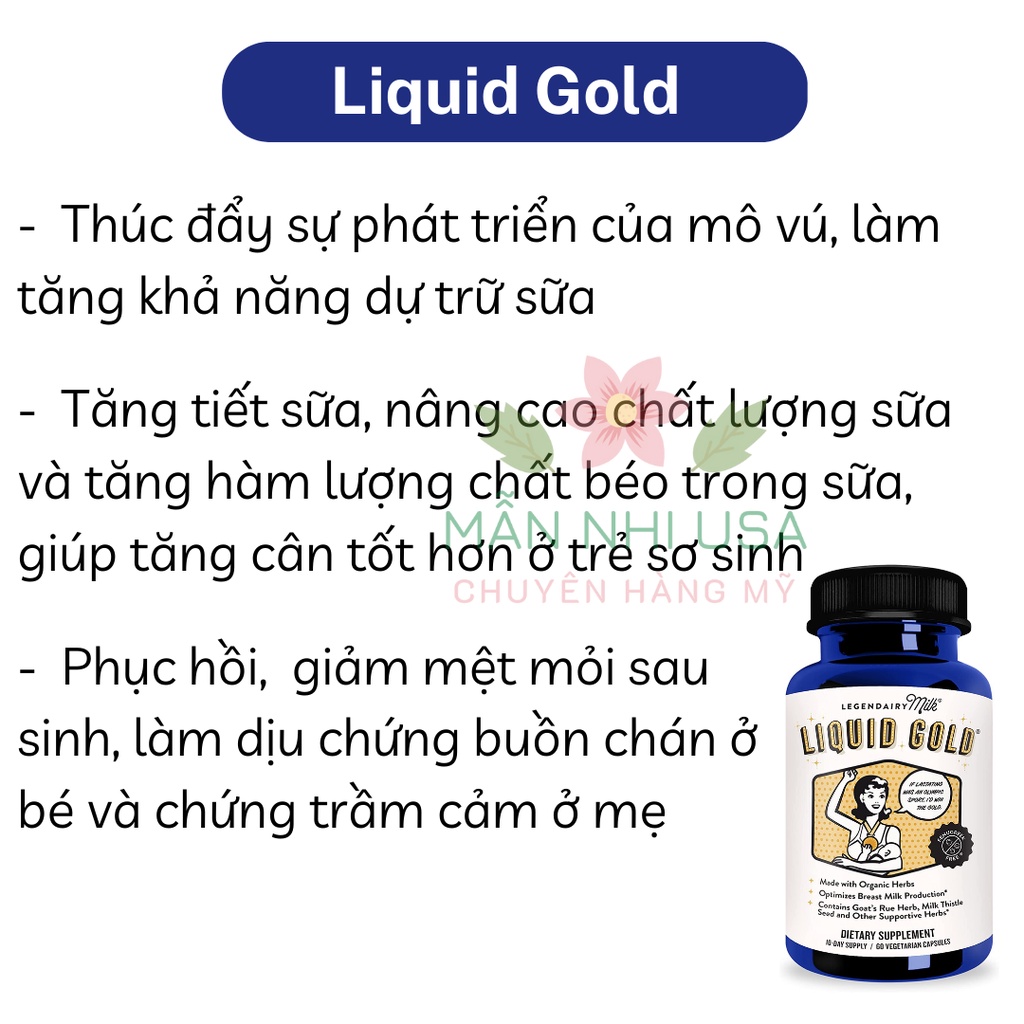 Viên uống lợi sữa hữu cơ Legendairy Milk tăng kích sữa và chất lượng sữa mẹ 60 viên.
