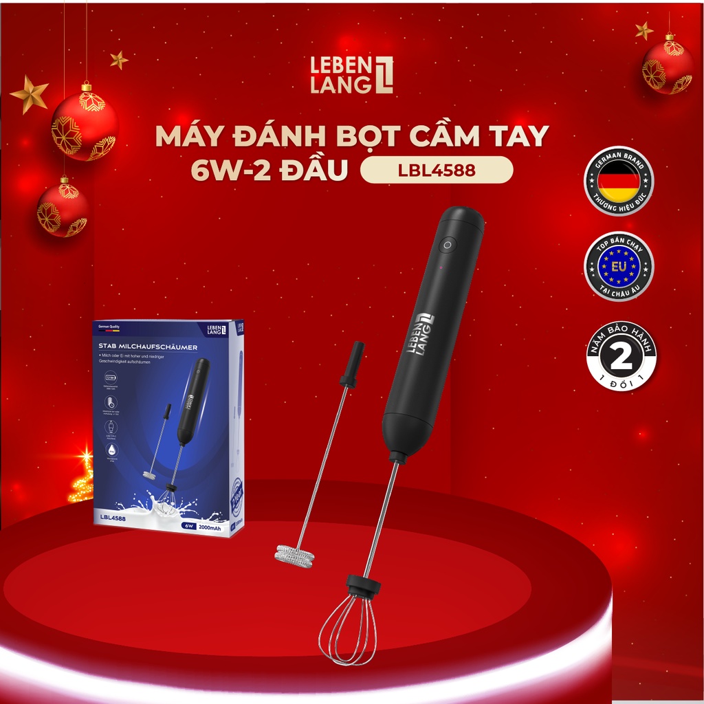 Máy đánh trứng đánh bọt cafe cầm tay mini Lebenlang LBL4588, 2 tốc độ