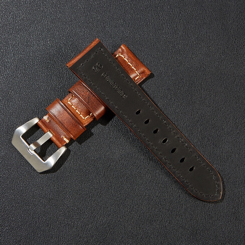 Dây Da Sáp Dầu Phong Cách Ý Cổ Điển Chất Lượng Cao Cho Đồng Hồ Peina Panghai 20mm 24mm 26mm 22mm