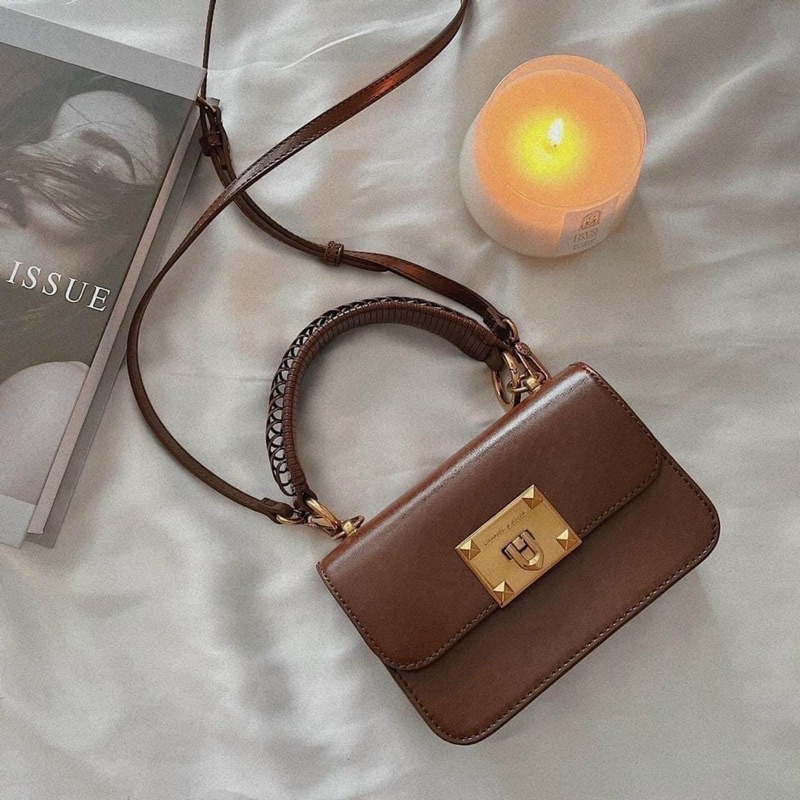 Túi xách nữ đeo chéo CnK có quai xách dây đan tết mẫu mới size 18