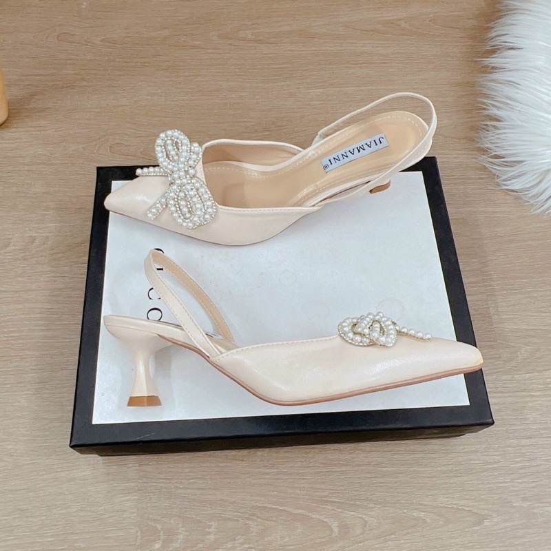 Giày nữ 3cm nơ ngọc sang chảnh