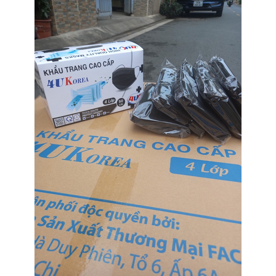 Hộp 50 cái khẩu trang 4U KOREA ĐEN