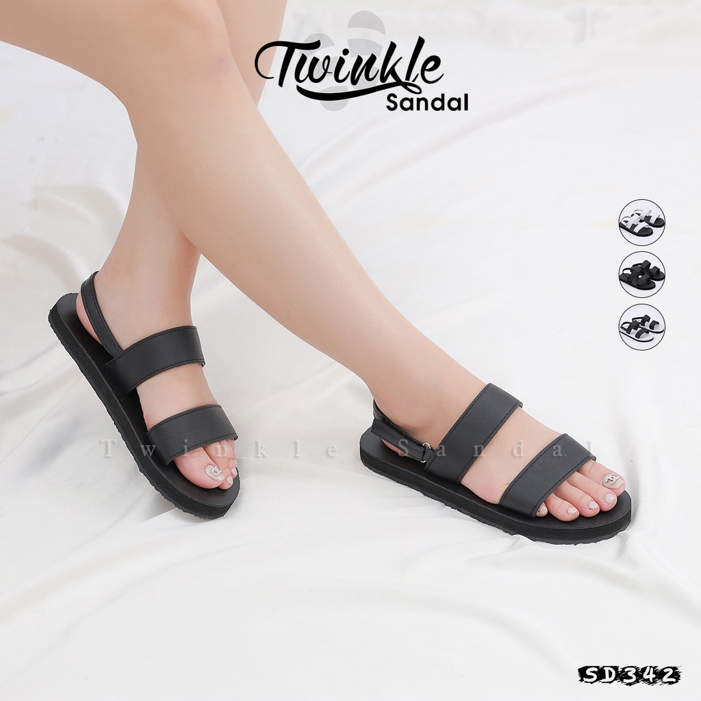 Dép sandal Nữ quai da mềm Đế bệt Cao Su ôm chân mã SD342