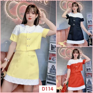 Sv004 - sét váy dự tiệc, đi chơi, sét váy áo croptop, thiết kế với tone màu xinh xắn