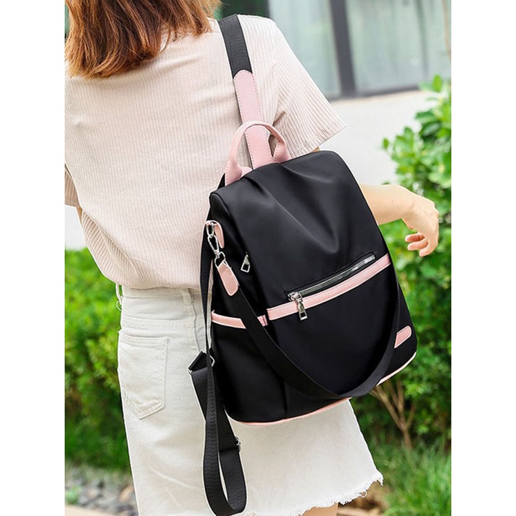 Ba Lô Đi Học Chống Trộm Đa Năng Màu Tương Phản Phiên Bản Hàn Quốc Mới HYOY JP HB