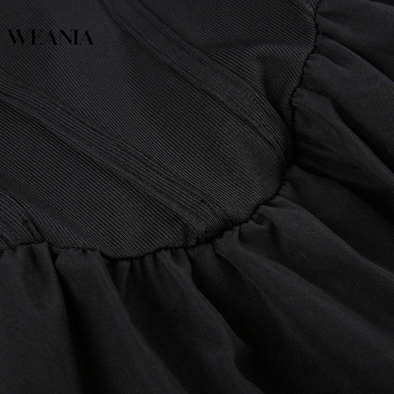 Đầm Dáng Chữ A Tay Dài Màu Trơn Thiết Kế Xếp Ly Nữ Tính