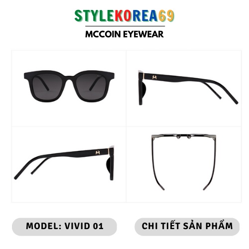 Kính đen MCCOIN Vivid 01 mẫu basic phù hợp với mọi dáng mặt, kính râm chống UV thời trang