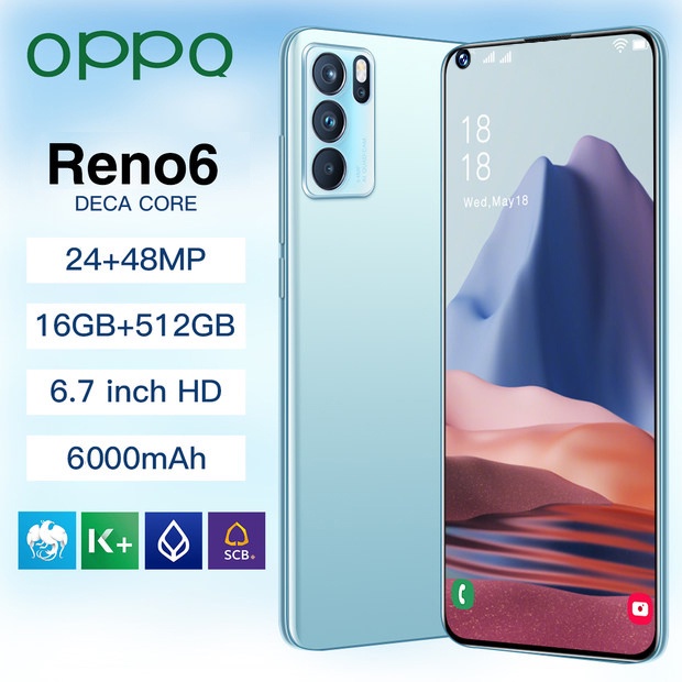 Điện thoại di động Reno6 Pro mới nguyên bản 12+512GB smartphone toàn màn hình Android Dual Sim Hàng Chính Hãng