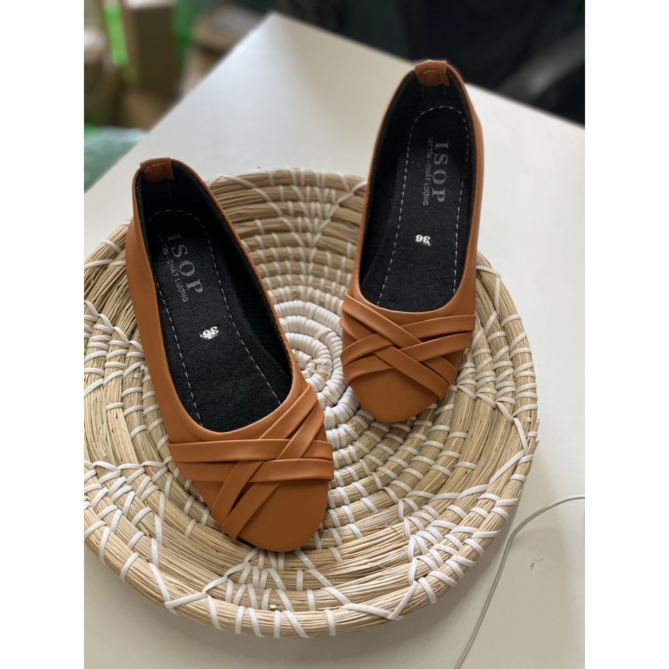 Gày búp bê mũi tròn  phói dây xéo GIAYDEPXINH.DANGMI BB-0186