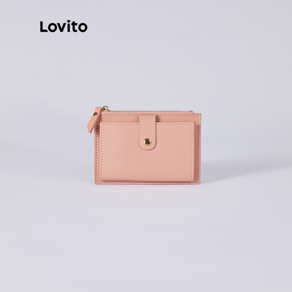 Túi nữ LOVITO bằng PU màu trơn kéo khóa thanh lịch L38BA29 (màu hồng)
