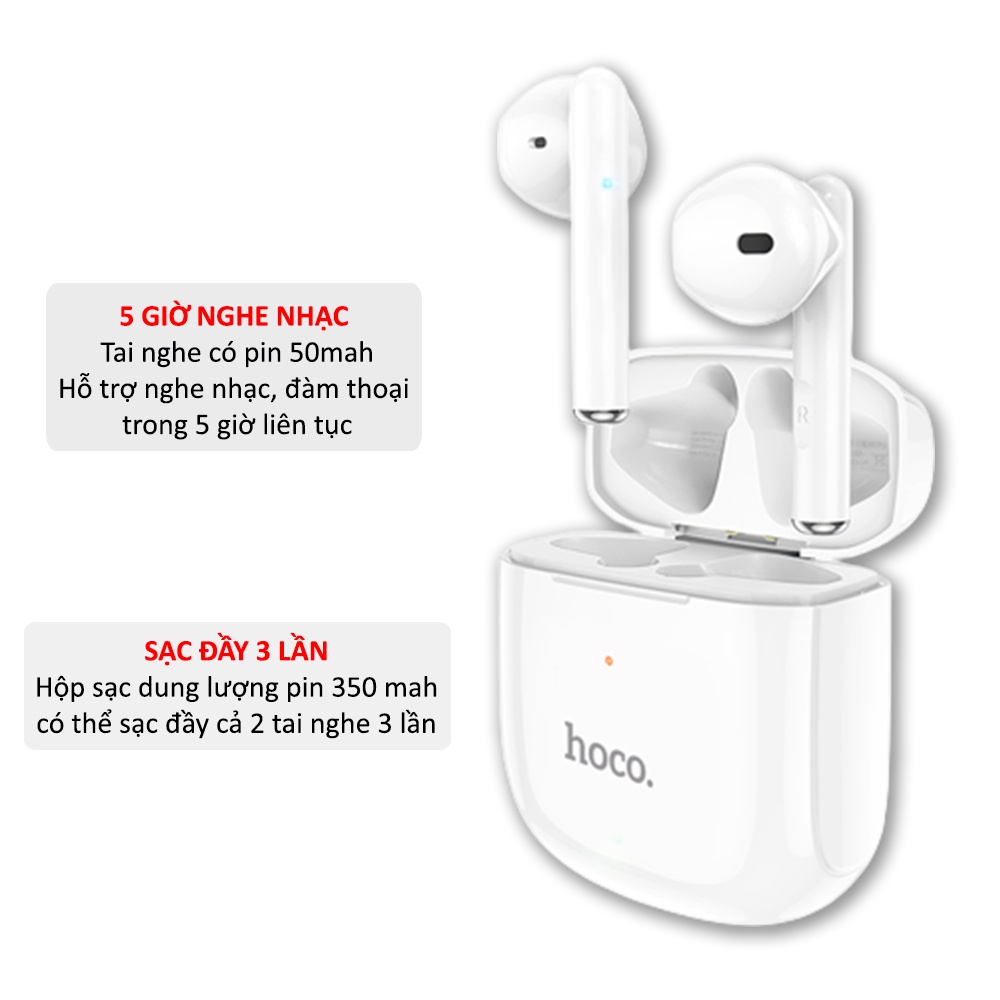 Tai nghe bluetooth không dây Hoco ESS9 nghe nhạc 5 giờ, hỗ trợ đổi tên, cảm ứng chạm, có mic đàm thoại,cửa sổ báo pin