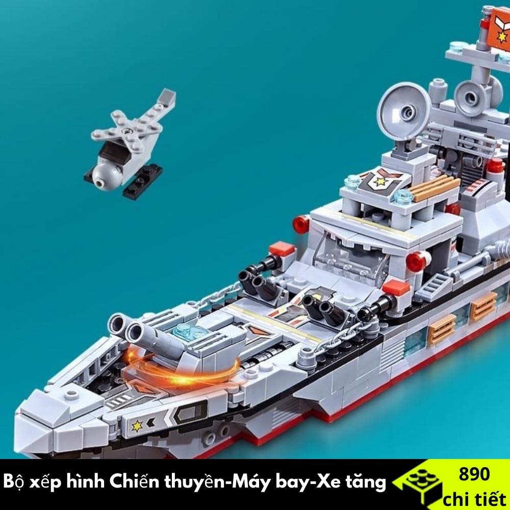 [890 CHI TIẾT] BỘ ĐỒ CHƠI XẾP LEGO HÌNH TÀU CHIẾN HẠM, CHIẾN THUYỀN - Đồ Chơi Lắp Ráp Tàu Hải Quân Nhiều Tạo Hình