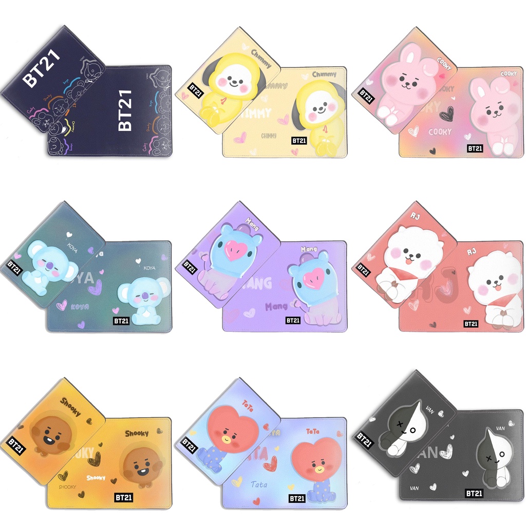 Ví hộ chiếu BT21 Koya, RJ, Mang, Chimmy, Tata, Cooky, Shooky, VAN