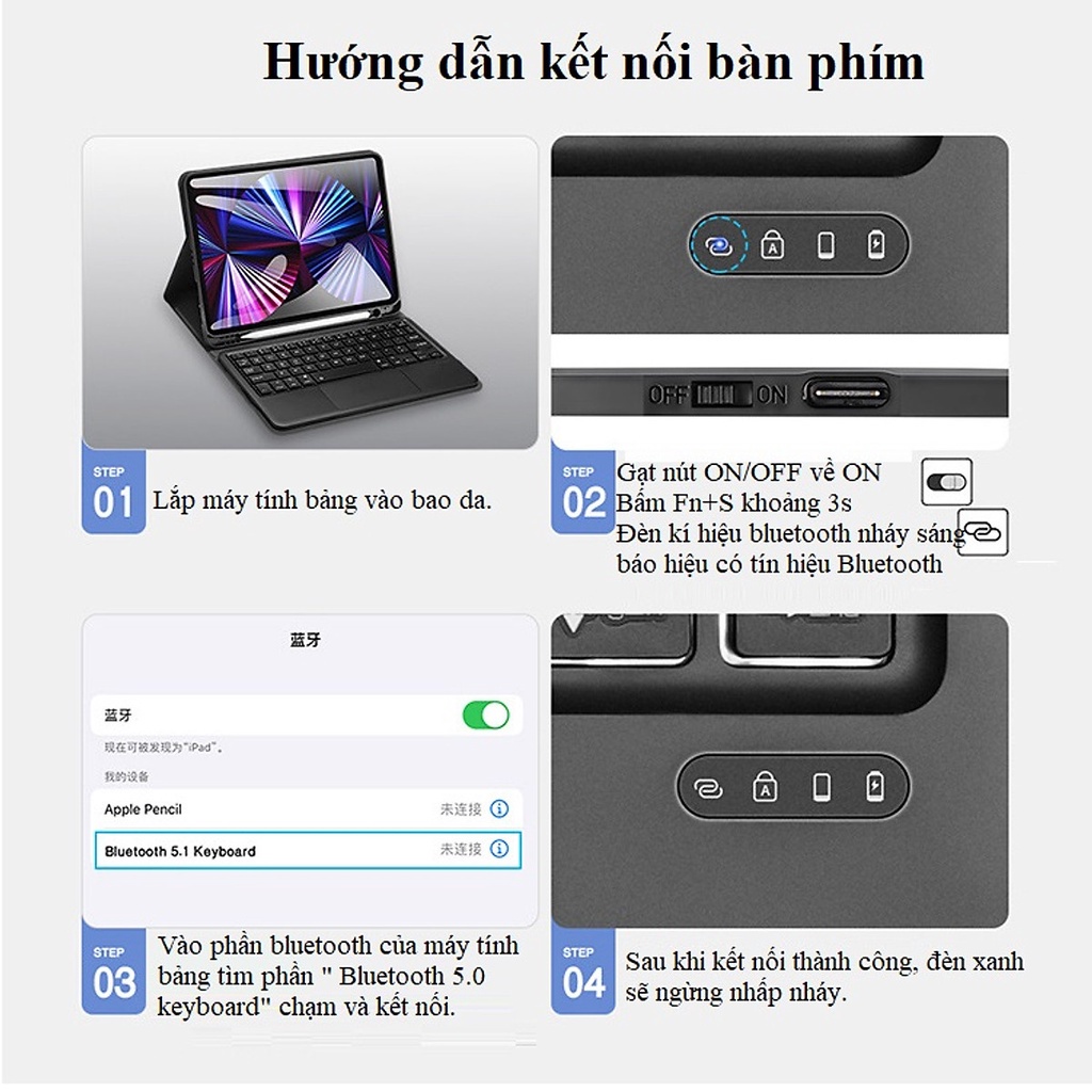 Bao da kèm bàn phím cho iPad Pro 11 2021 M1 chính hãng Dux Ducis có bàn di chuột TrackPad