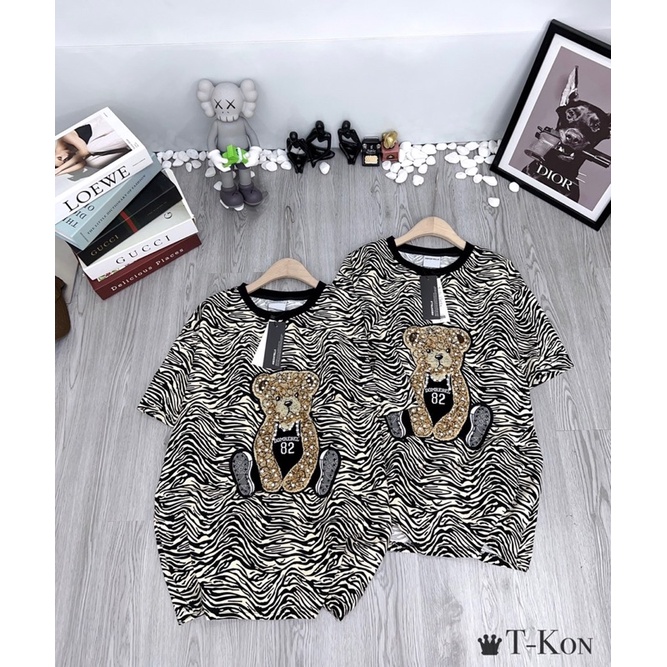 ÁO PHÔNG VẰN GẤU ĐÁ FROM RỘNG GIẤU QUẦN HÀNG ĐẸP MS16288