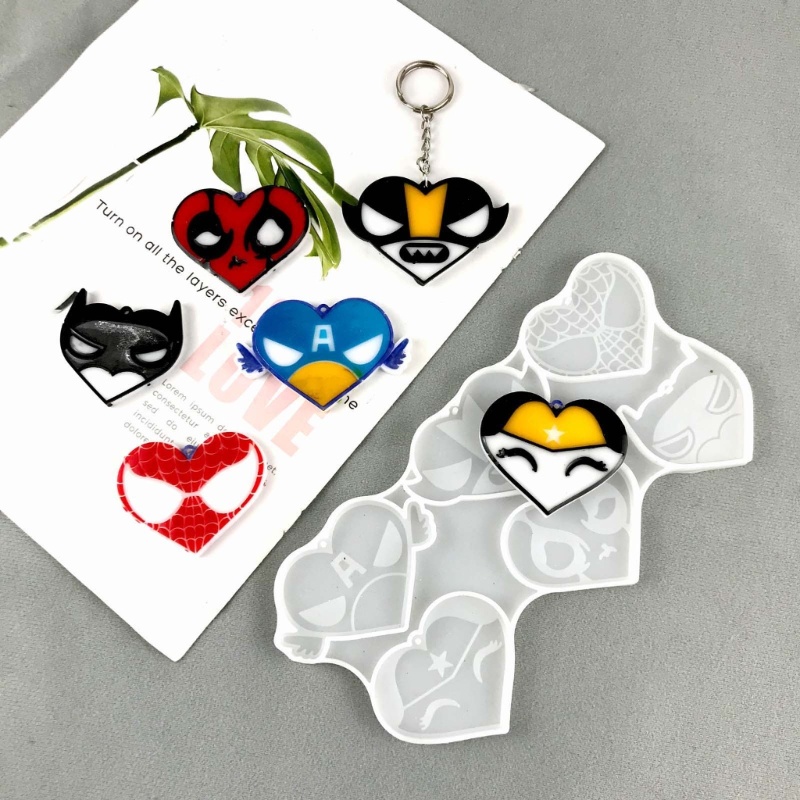 Khuôn Silicon Làm Móc Khóa Hình Trái Tim Hoạt Hình Dễ Thương