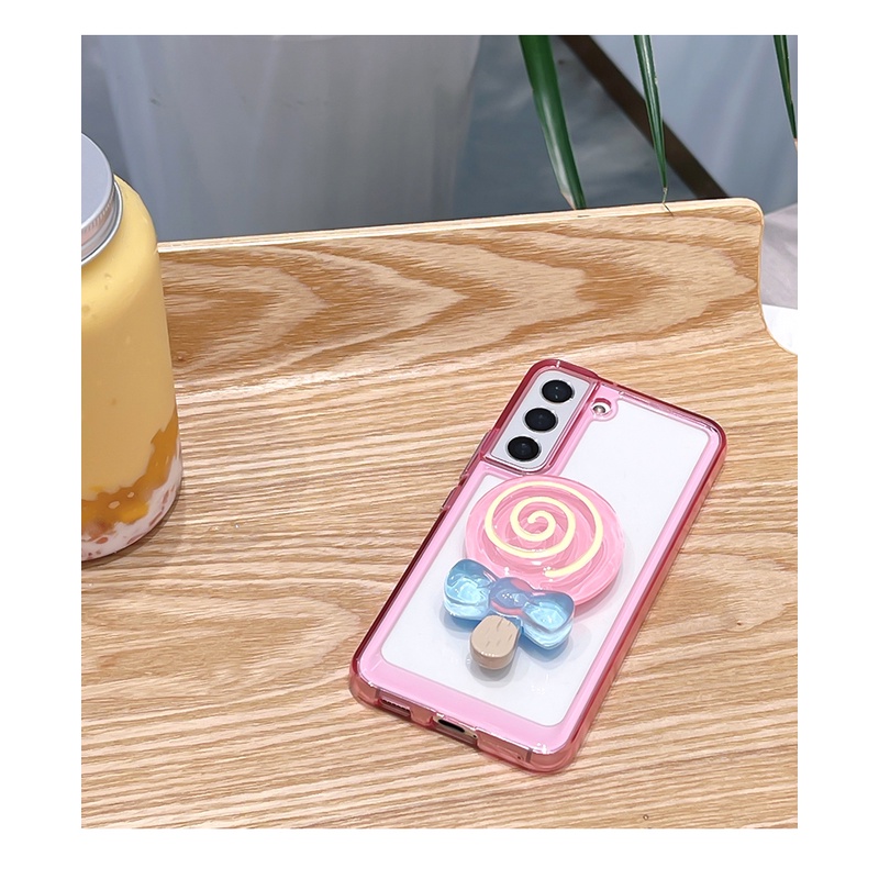 Ốp Điện Thoại Acrylic Trong Suốt Có Giá Đỡ Dễ Thương Cho Samsung S20 S21 FE S22 S23 Ultra Plus