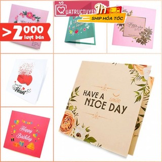 Thiệp chúc mừng sinh nhật, thiệp cưới, tỏ tình tặng bạn gái, mừng khai trương dạng vuông gấp 12cm
