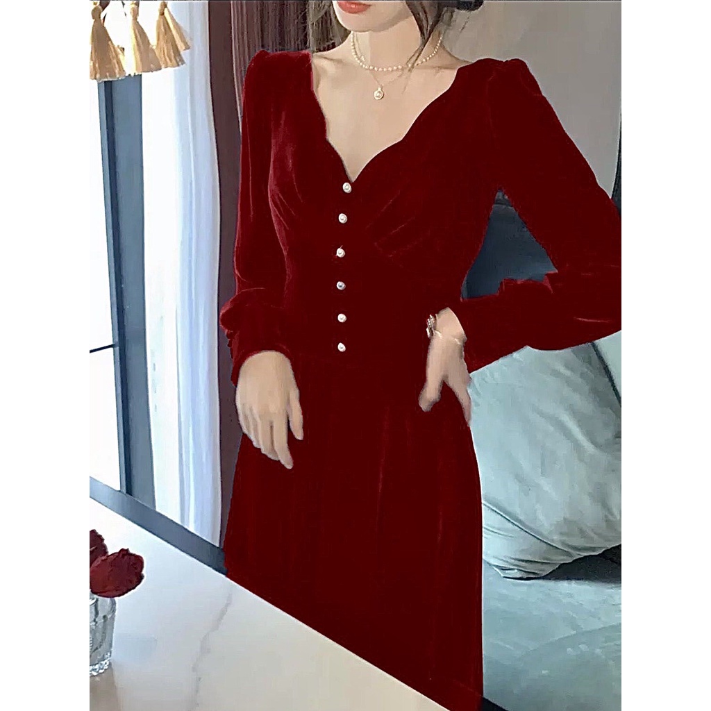 Váy nhung sang chảnh 3 màu 2275