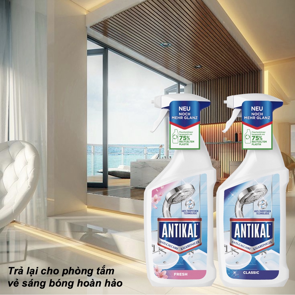 Chai xịt vệ sinh và chống ăn mòn inox Antikal tẩy cặn canxi vòi rửa, vòi sen