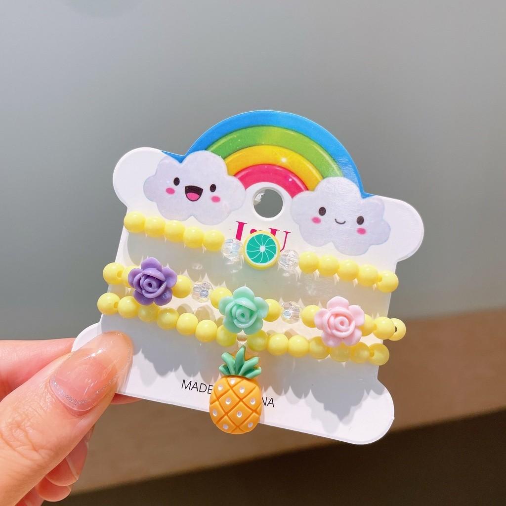 PVN57623 Set 3 Vòng Tay Chuỗi Hạt Họa Tiết Hoạt Hình Dễ Thương Cho Bé Gái