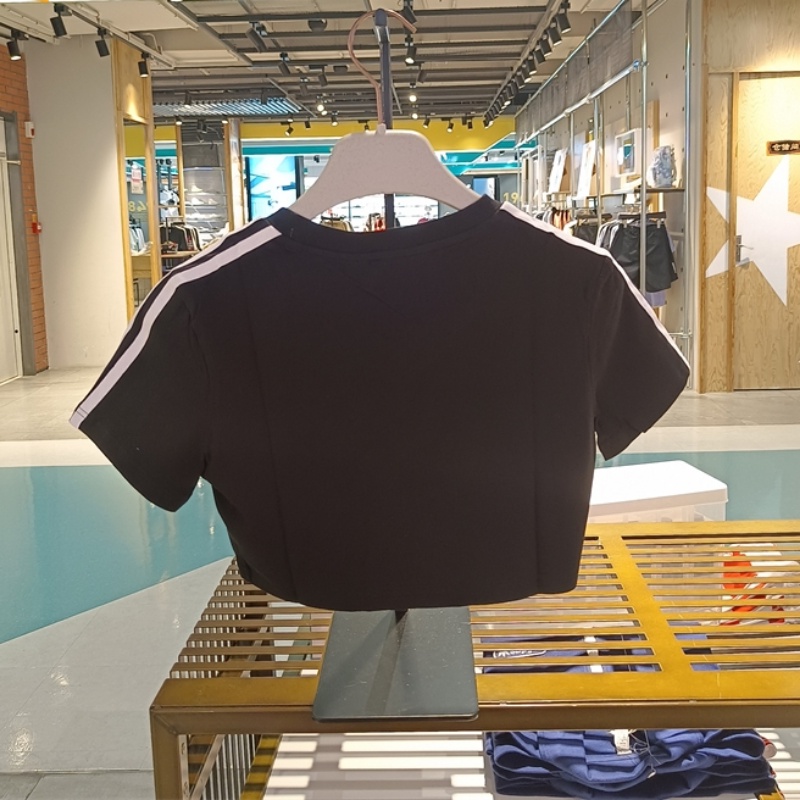 Áo Thun Adidas 100% Chính Hãng Cổ Chữ V Ngắn Tay Hoa Văn Kẻ Sọc Dành Cho Nữ