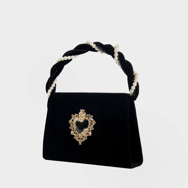 The Delphine - Túi xách nhung mịn trái tim vintage đi kèm 2 loại quai