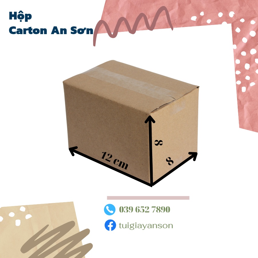 Hộp Giấy Carton Đóng Gói Hàng Hộp Đựng Hàng Chắc Chắn Cứng Cáp 12x8x8cm