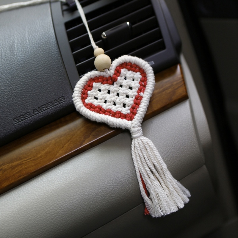 Mặt Dây Chuyền Hình Trái Tim Dây Thừng Cotton Handmade Phong Cách Bắc Âu