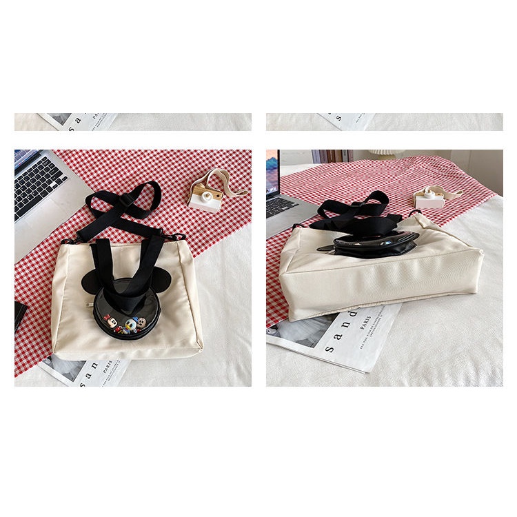 Túi Xách Canvas Nylon Chống Thấm Nước In Họa Tiết Hoạt Hình Dễ Thương