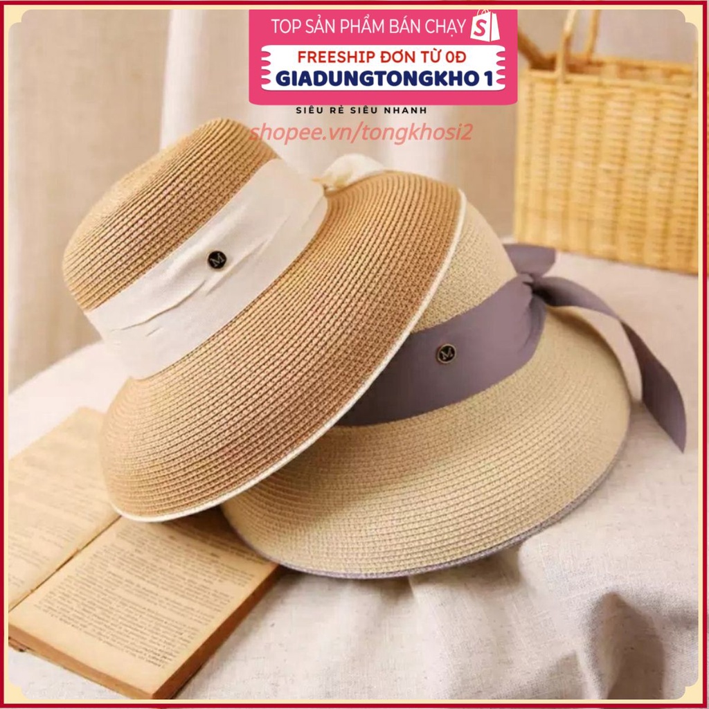 Mũ cói rộng vành đi biển thắt nơ tiểu thư cho nữ T2 Giá Rẻ