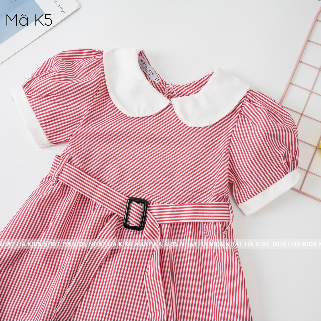 Váy bé gái Nhật Hà họa tiết kẻ chất liệu thô mềm size đại 11 - 45kg