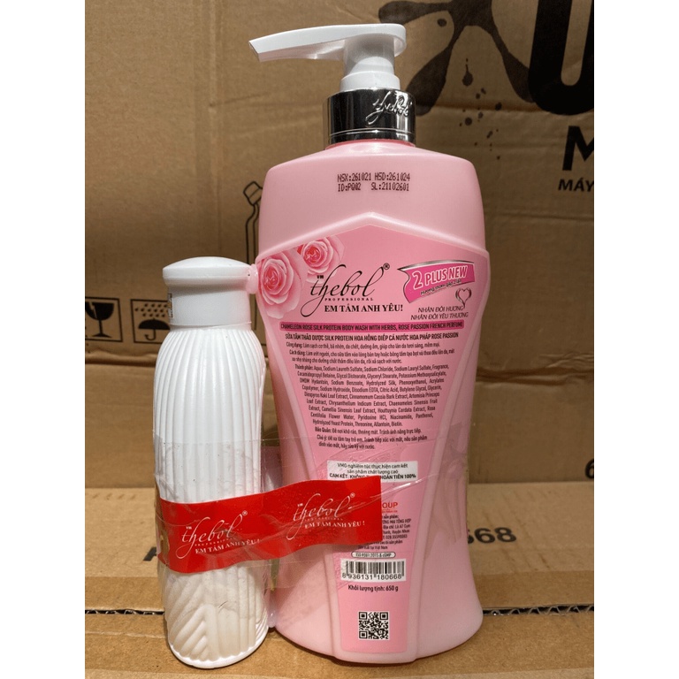 Sữa tắm hương hoa hồng em tắm anh yêu 650g tặng kèm như hình