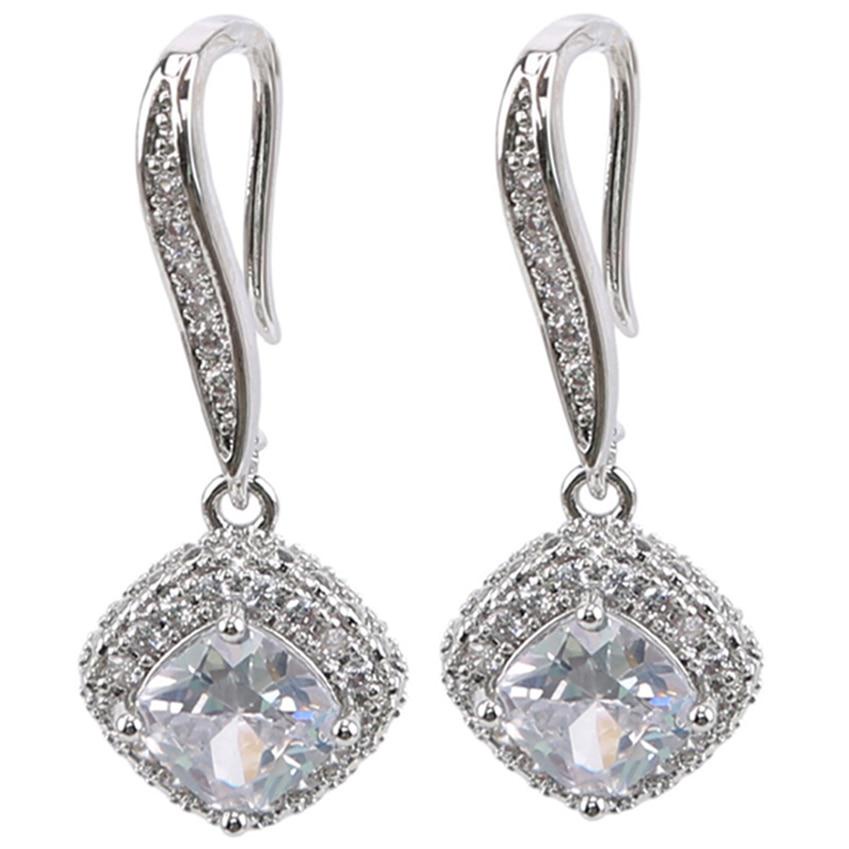 Đôi Khuyên Tai HìNh Vuông ĐíNh Zirconia NhiềU MàU ThờI Trang Cho Nữ