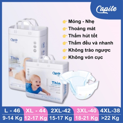 TÃ DÁN TRẺ EM CAPILE Size NB (Sơ sinh - 5kg) 60 miếng
