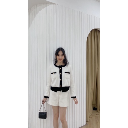 Set dạ lông thỏ viền nhung đen 795