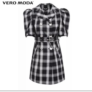 VERO MODA Đầm caro cổ vest tặng kèm đai rất đẹp M 45-60kg vừa